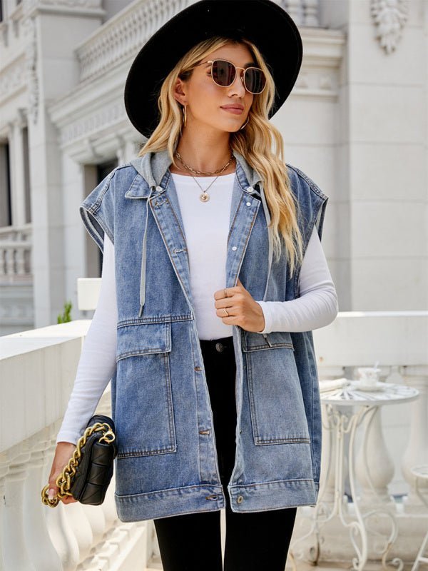 New denim vest vest summer fashion trend denim sleeveless vest