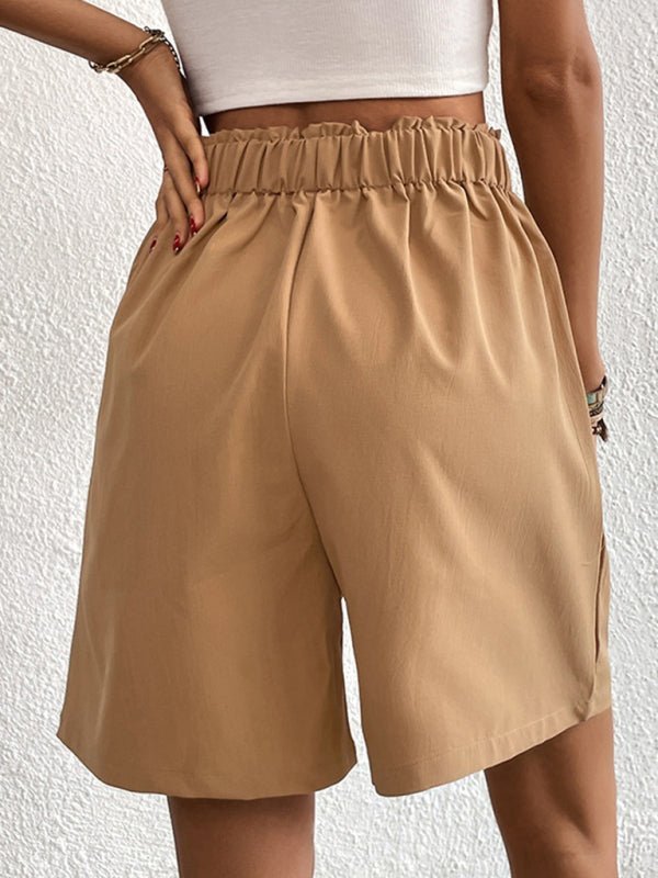 Neue lockere Hosen, lässige Damen-Shorts mit hoher Taille und weitem Bein 