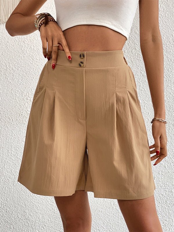 Nouveau Pantalon ample décontracté dames taille haute jambe large Shorts 