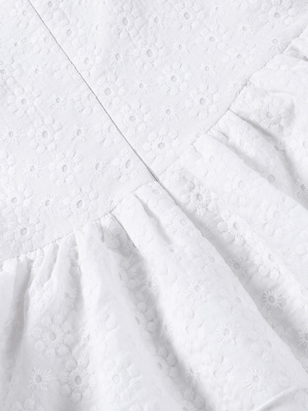 Neues Sling Slim-Taillen-Schlankheitskleid mit französischer Stickerei und Saum