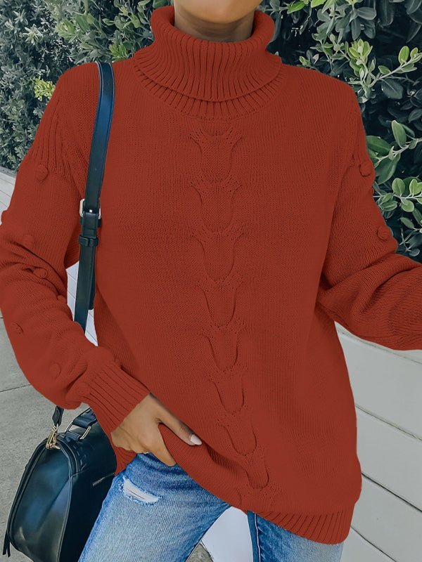 New style foreign trade knitting long sleeve loose high neck sweater for women