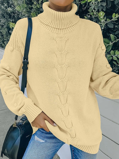 New style foreign trade knitting long sleeve loose high neck sweater for women