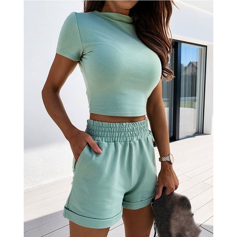 New summer solid color tight sexy fashion casual suit