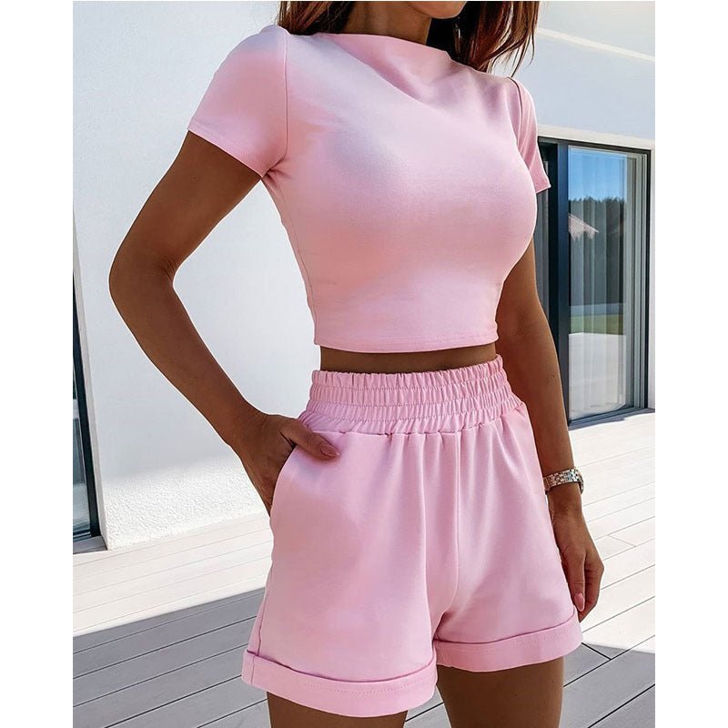 New summer solid color tight sexy fashion casual suit