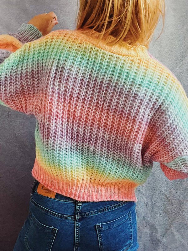 Einreihiger Cardigan mit tief angesetzten Ärmeln in Ombré-Optik 