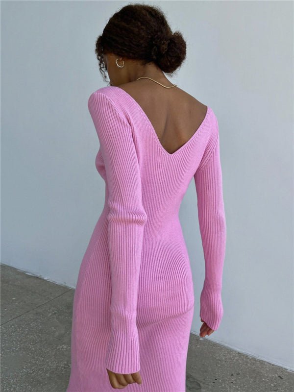 Slim long-sleeved knitted women&