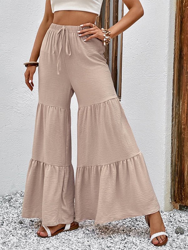 Sommer Neue Casual Elastische Hosen Hohe Taille Nähte Ausgestellte Hosen 