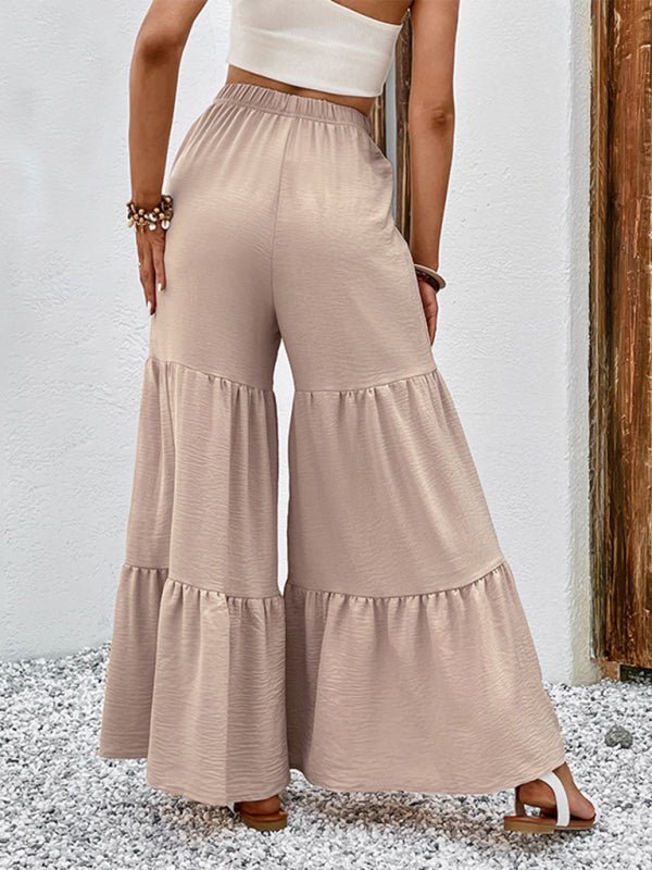 Sommer Neue Casual Elastische Hosen Hohe Taille Nähte Ausgestellte Hosen 