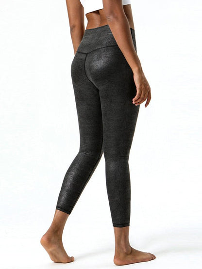 Textured-leather high-stretch yoga pants