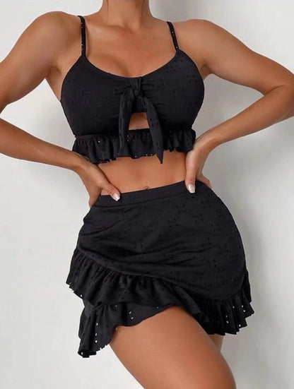 two piece swimsuit package hip skirt three piece swimsuit flash