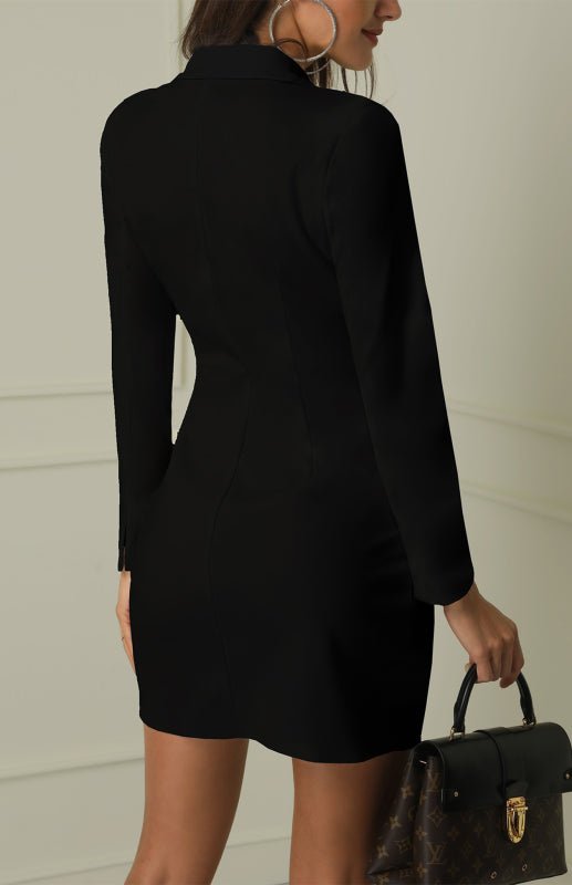 V-Neck Double Breasted Suit Coat Dress