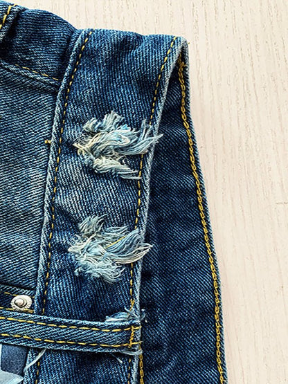 Short en jean à imprimé étoiles et franges drapeau américain pour femmes 