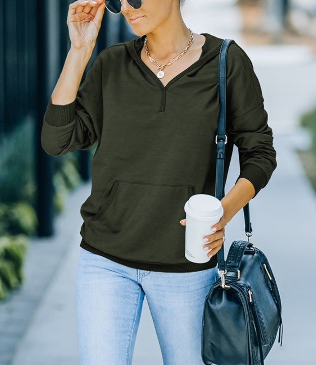 Einfarbiges, langärmliges Freizeit-Sweatshirt für Damen im Herbst und Winter 