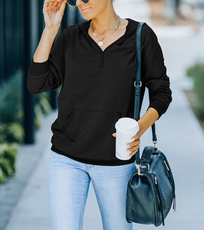 Einfarbiges, langärmliges Freizeit-Sweatshirt für Damen im Herbst und Winter 