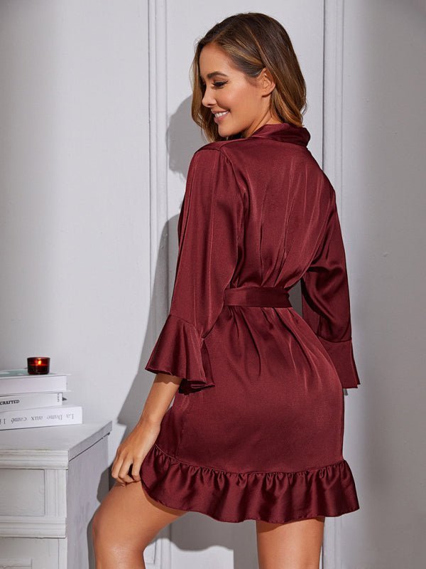 Peignoir ceinturé pour femmes, vêtements de détente 