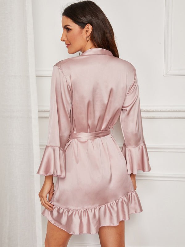 Peignoir ceinturé pour femmes, vêtements de détente 