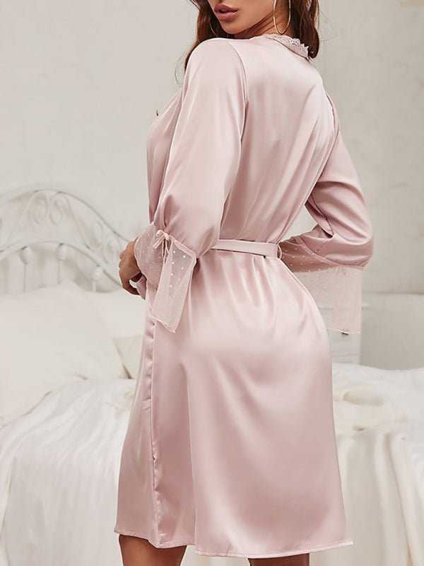 Damen-Bademantel mit Gürtel, Loungewear 