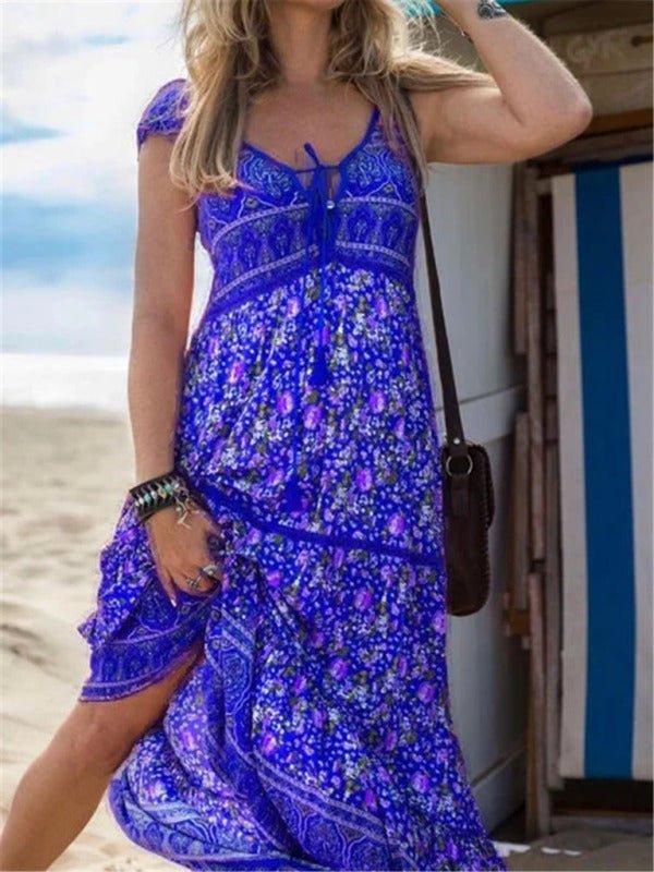 Damen-Resort-Kleid mit Bohemian-Print 