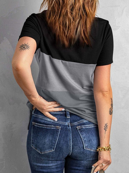 T-shirt décontracté à manches courtes et col rond pour femme 