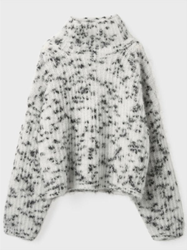 Pull décontracté en tricot à col roulé en laine pour femme 