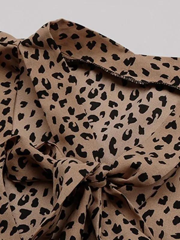 Chemise à cravate Commuter à imprimé léopard pour femmes 