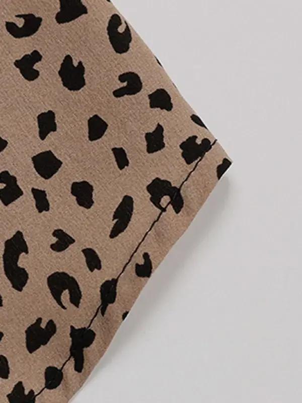 Chemise à cravate Commuter à imprimé léopard pour femmes 