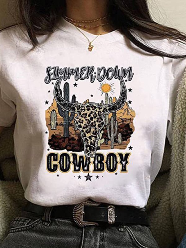 Cowboy-Grafik-T-Shirt für Damen 