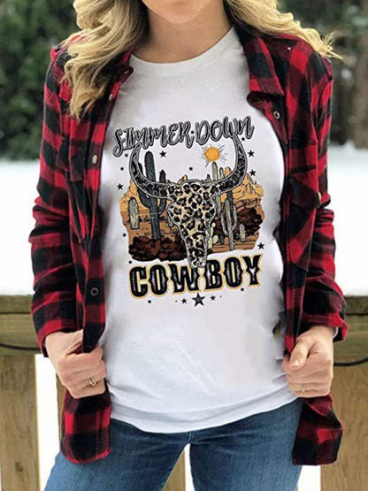 T-shirt graphique Cowboy pour femmes 