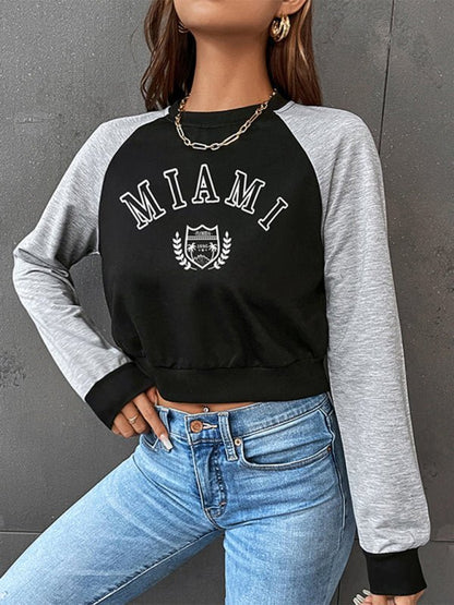 Kurz geschnittenes Raglan-Langarm-Sweatshirt für Damen 