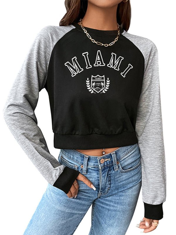 Kurz geschnittenes Raglan-Langarm-Sweatshirt für Damen 