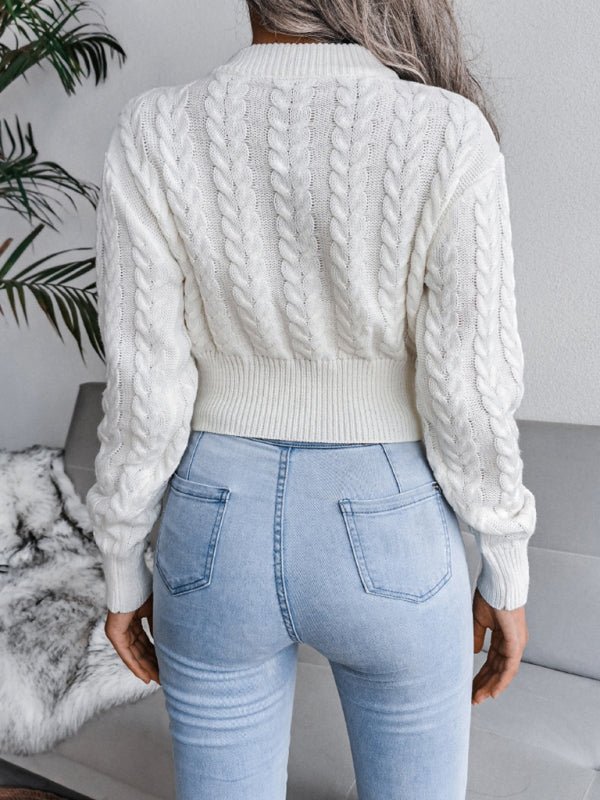 Damen-Strickpullover mit tief angesetzten Ärmeln und verdrehter Taille 