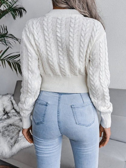 Pull court en tricot à manches tombantes et taille torsadée pour femme 