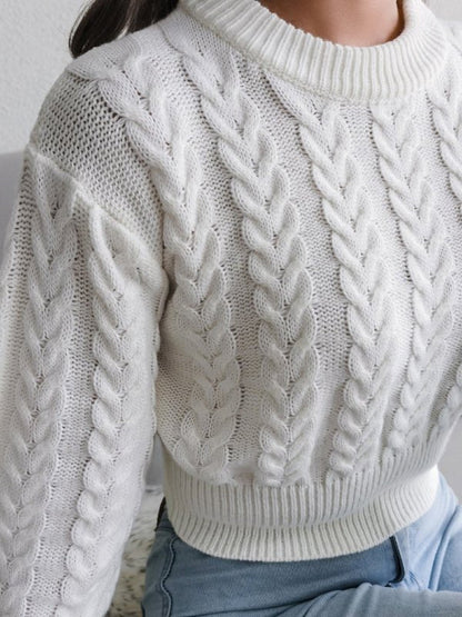 Damen-Strickpullover mit tief angesetzten Ärmeln und verdrehter Taille 