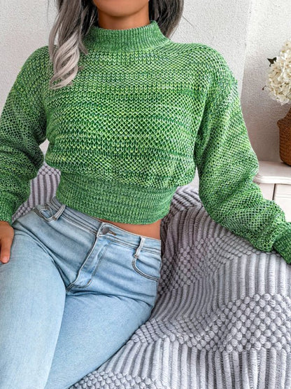 Pull tricoté à manches longues et nombril ouvert pour femmes, couleur à la mode 