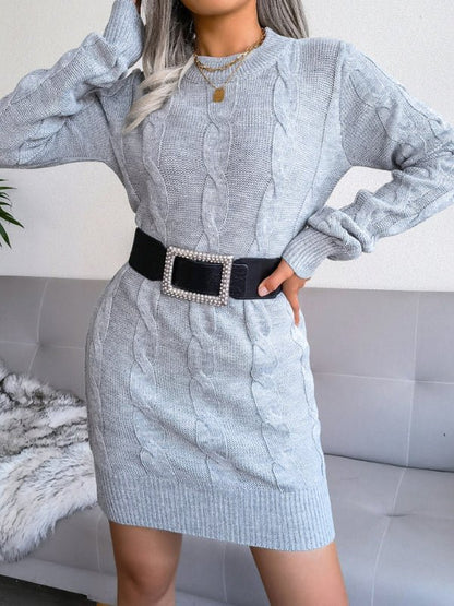 Robe tricotée en laine pour femmes, pâte frite, torsadée, enveloppée dans les fesses 