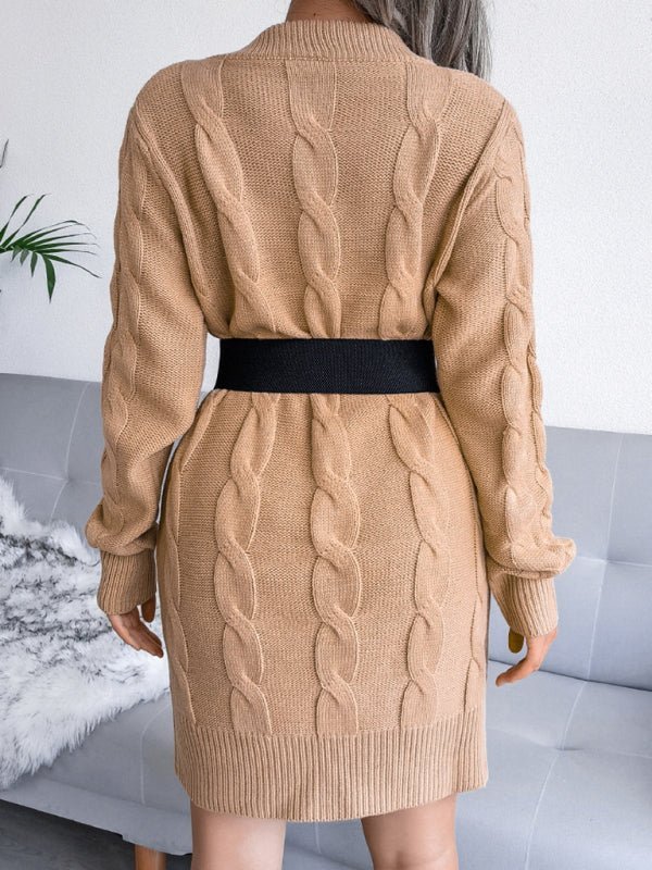 Robe tricotée en laine pour femmes, pâte frite, torsadée, enveloppée dans les fesses 