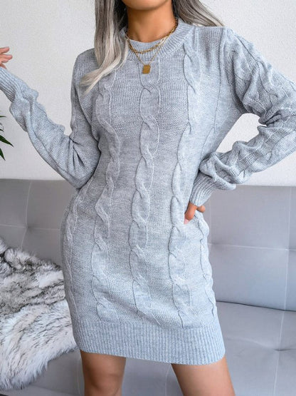 Robe tricotée en laine pour femmes, pâte frite, torsadée, enveloppée dans les fesses 