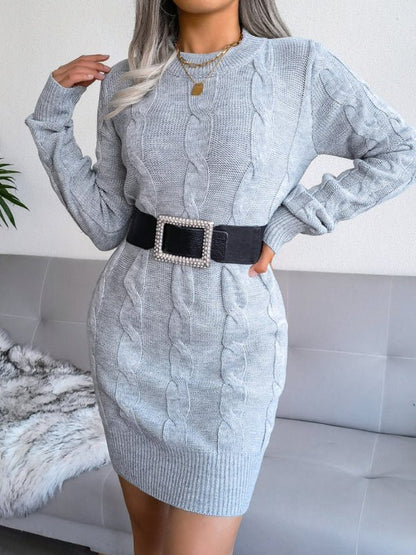 Robe tricotée en laine pour femmes, pâte frite, torsadée, enveloppée dans les fesses 