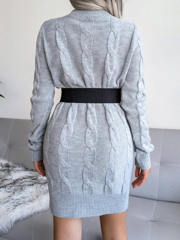 Robe tricotée en laine pour femmes, pâte frite, torsadée, enveloppée dans les fesses 