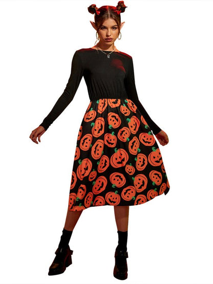 Swing-Kleid mit Halloween-Print für Damen 