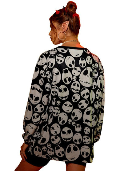 Halloween-Schädel-Print-Bluse für Damen 