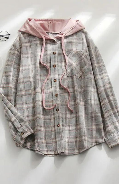 Veste chemise décontractée boutonnée à capuche pour femme 