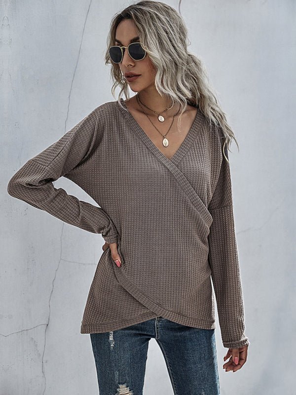 Damen-Pullover aus gestricktem, langärmligem Mori-Shirt mit Unterhemd 