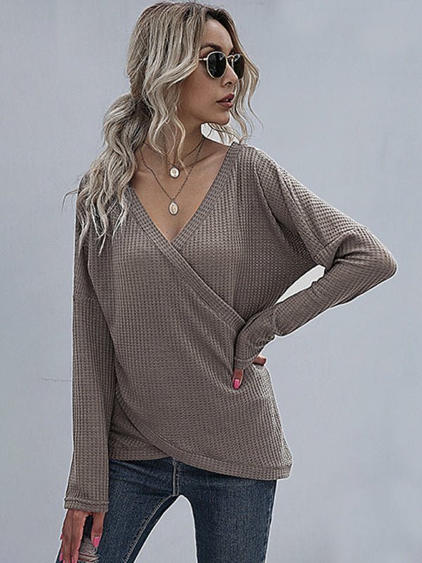 Damen-Pullover aus gestricktem, langärmligem Mori-Shirt mit Unterhemd 