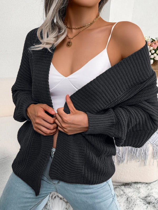 Manteau cardigan ample à manches longues chauve-souris pour femmes, pull de loisirs 