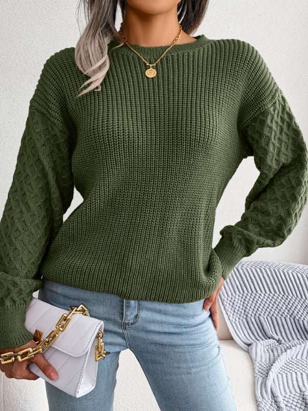 Damen-Freizeit-Laternen-Langarm-Strickpullover 