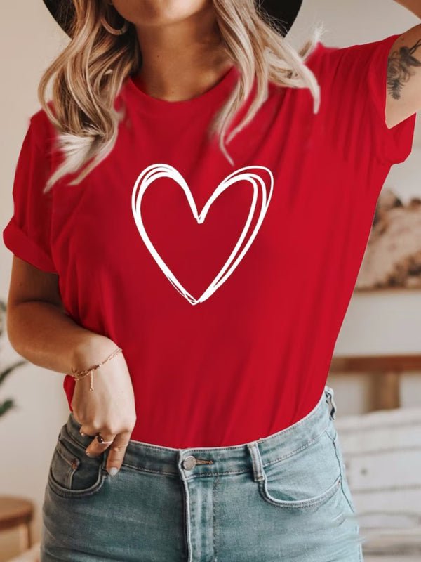 Damen-T-Shirt mit Rundhalsausschnitt und Love-Print 