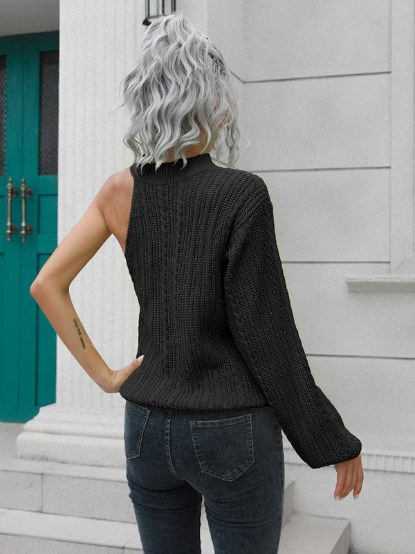 Pull asymétrique épaule dénudée pour femme 