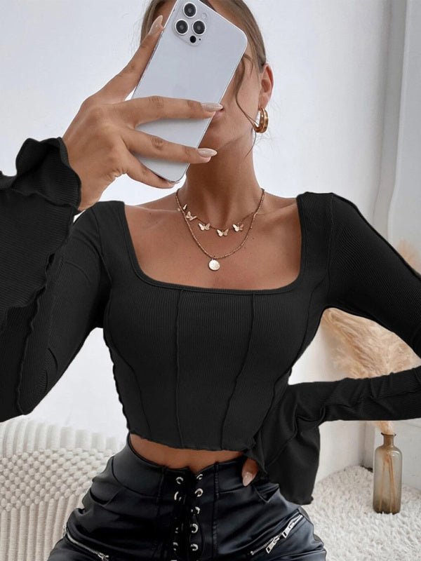 Women’s Solid Color Retro Chic Crop Top