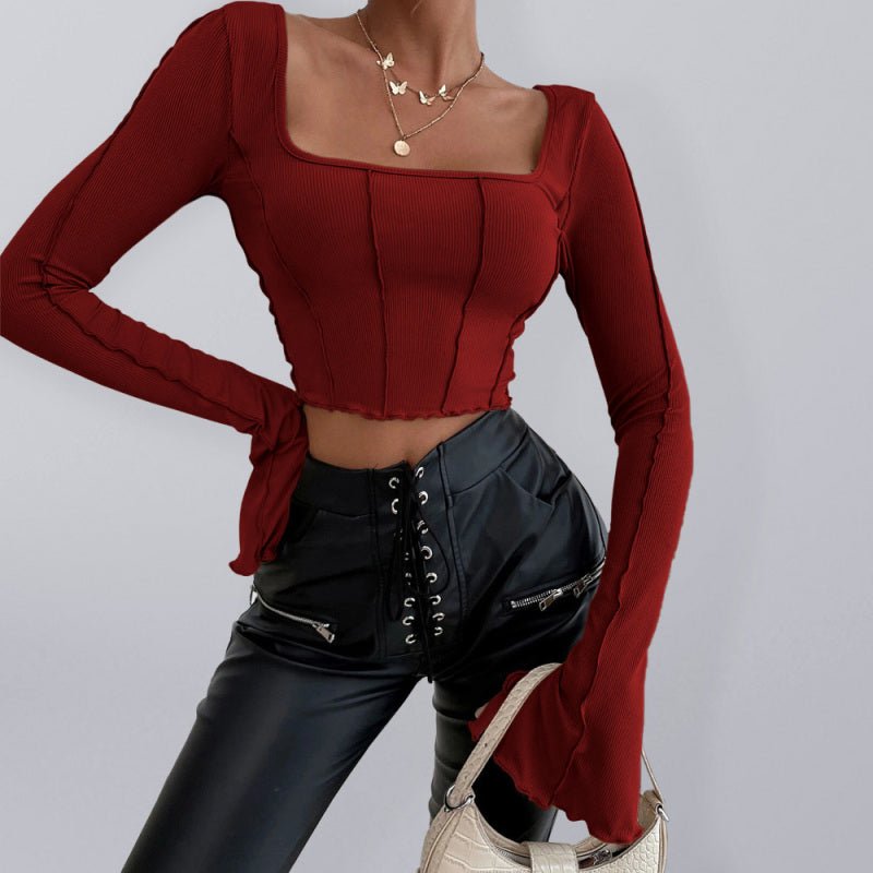 Einfarbiges Retro-Chic-Crop-Top für Damen 